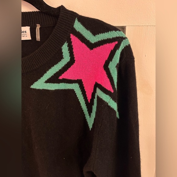 27 Miles black cashmere crew neck sweater stars size Large - Picture 5 of 7